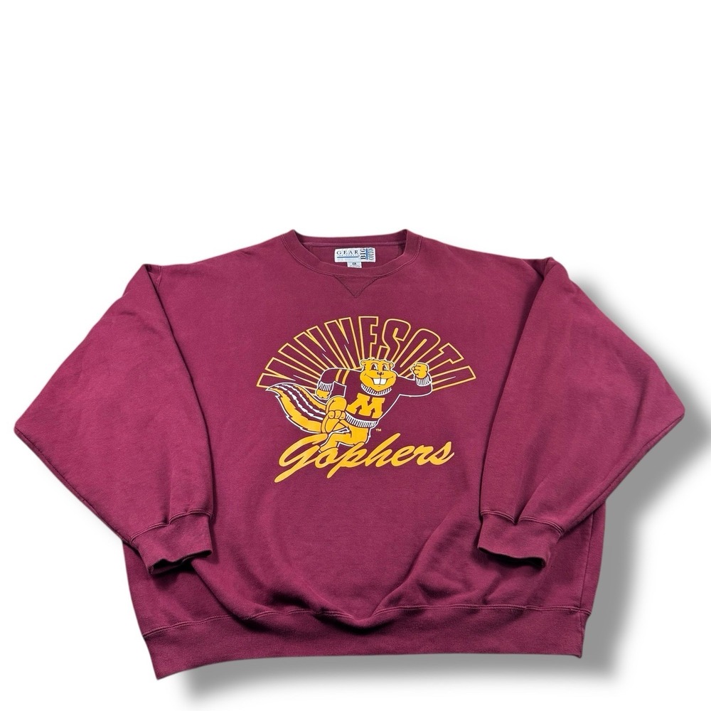 VTG 90s Gear Minnesota Golden Gophers Big Cotton Crewneck Sweatshirt Mens XL EUC